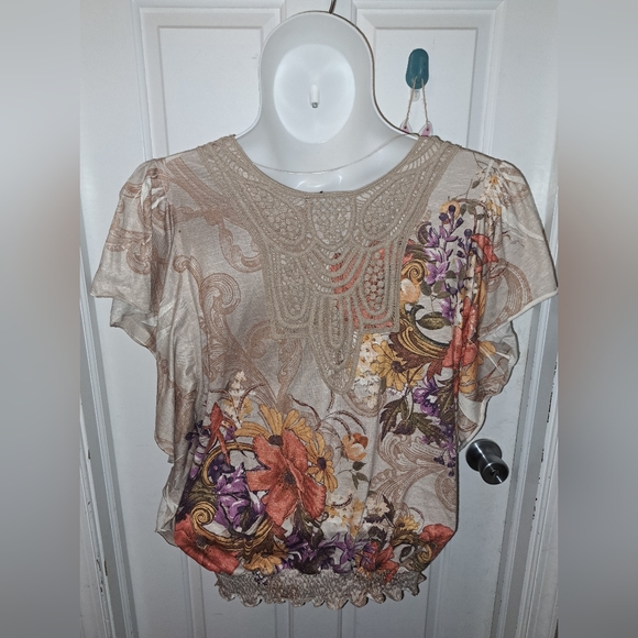 Style&Co Batwing Sleeve Knit Floral Top Sz XL - Picture 10 of 10